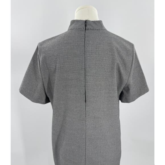 Zara Black & White Houndstooth short Dress V Neck Choker Band Mini M - Picture 4 of 9